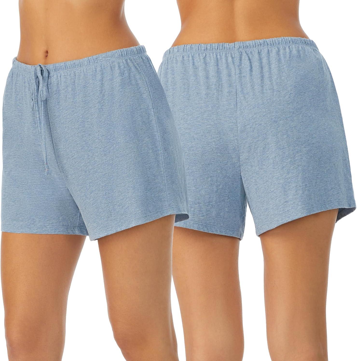 imageNautica Womens Sleep Shorts MidThigh Lightweight Breathable Pajama Bottoms Cotton Knit Jersey Sleepwear and LoungewearHeather Blue