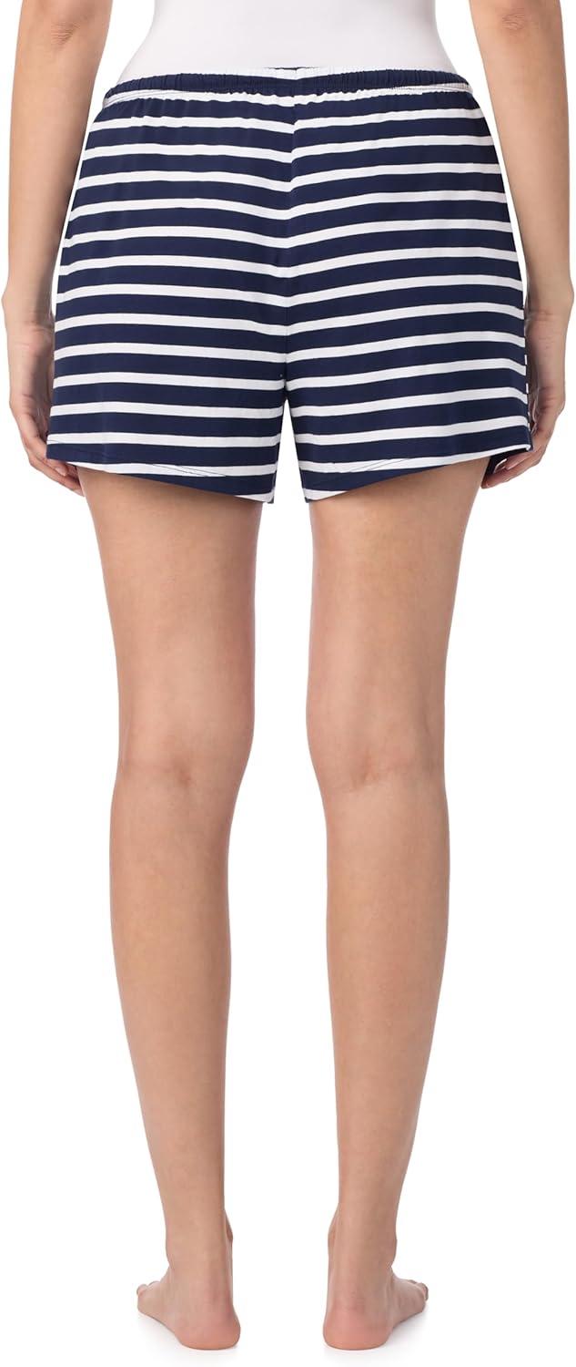 imageNautica Womens Sleep Shorts MidThigh Lightweight Breathable Pajama Bottoms Cotton Knit Jersey Sleepwear and LoungewearNavy Stripe