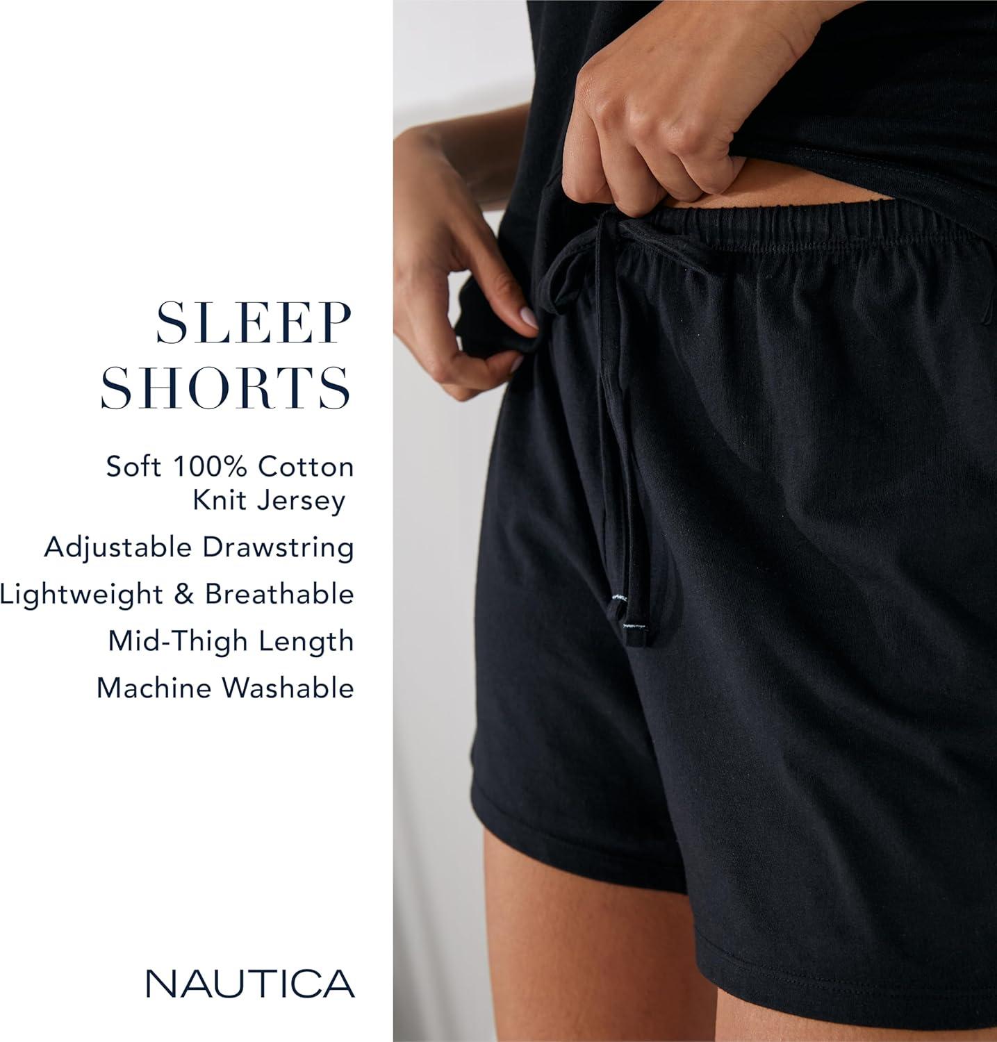 imageNautica Womens Sleep Shorts MidThigh Lightweight Breathable Pajama Bottoms Cotton Knit Jersey Sleepwear and LoungewearNavy Stripe