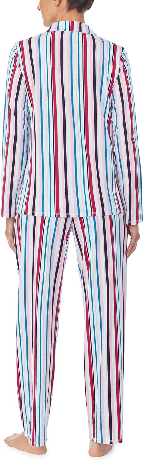 imageNautica Womens Sleepwear Long Sleeve Button Down Shirt and Pant 2Piece Pajama SetMulticolored