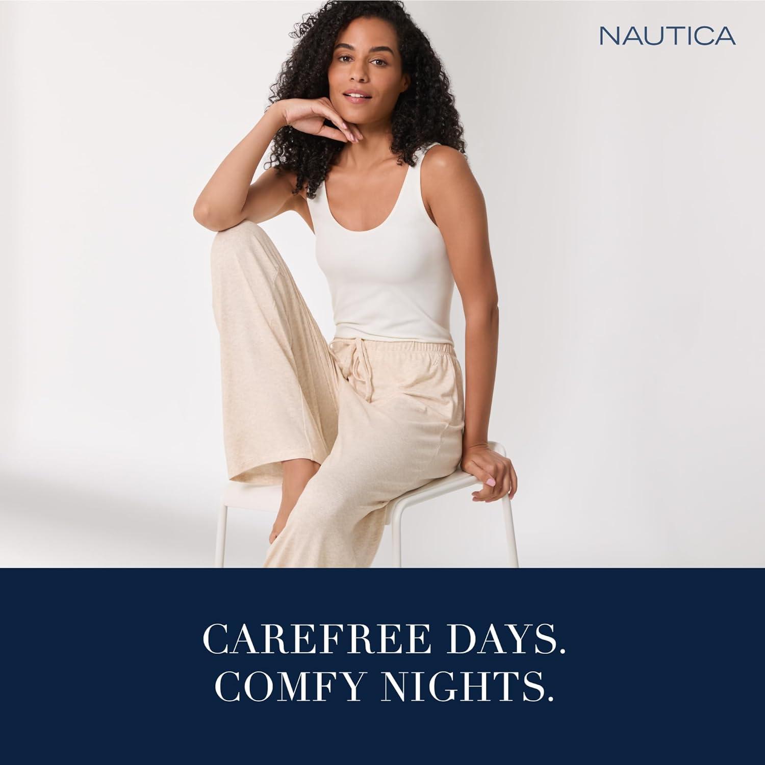 imageNautica Womens Sleepwear amp Loungewear Sweater Knit Wide Leg Lounge Pajama Pants Lightweight Soft amp Cozy PJs for WomenBurgundy