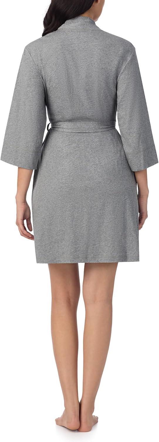 imageNautica Womens Soft Robe Above Knee 34 Length Sleeve Lightweight Robe Cotton Knit Jersey Sleepwear and LoungewearHeather Grey