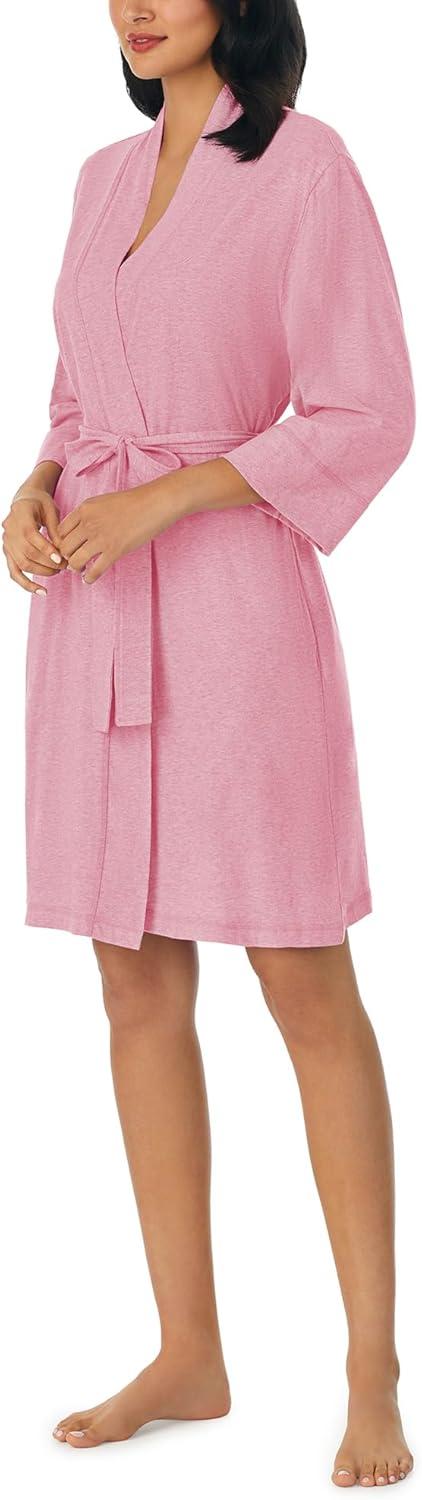 imageNautica Womens Soft Robe Above Knee 34 Length Sleeve Lightweight Robe Cotton Knit Jersey Sleepwear and LoungewearHeather Pink