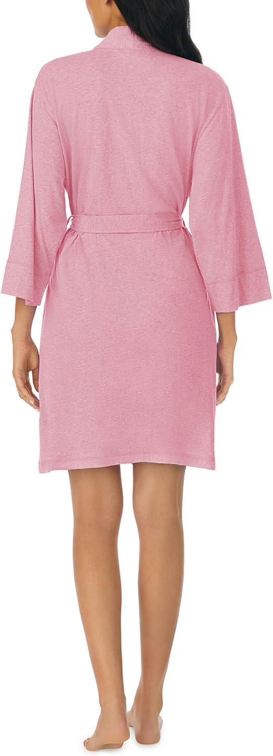 imageNautica Womens Soft Robe Above Knee 34 Length Sleeve Lightweight Robe Cotton Knit Jersey Sleepwear and LoungewearHeather Pink