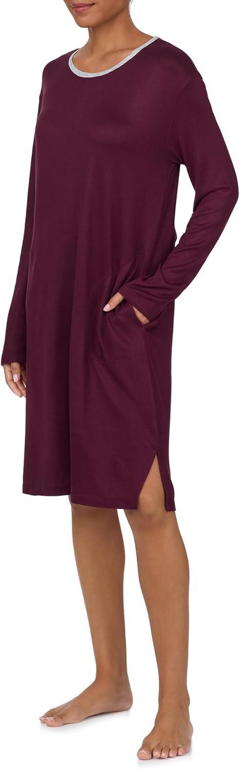 imageNautica Womens UltaSoft Sleepwear amp Loungewear Long Sleeve Sweater Knit Lightweight amp Cozy Nightgown Lounge DressBurgundy