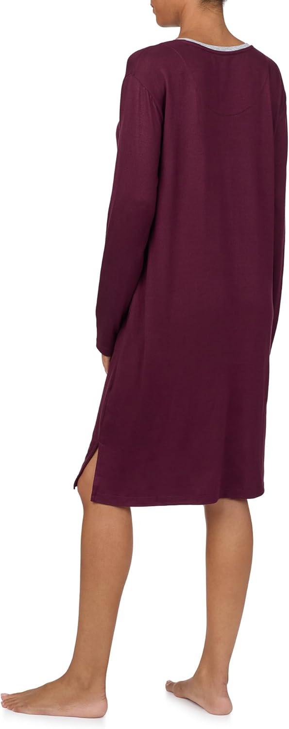 imageNautica Womens UltaSoft Sleepwear amp Loungewear Long Sleeve Sweater Knit Lightweight amp Cozy Nightgown Lounge DressBurgundy