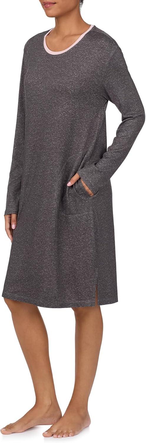 imageNautica Womens UltaSoft Sleepwear amp Loungewear Long Sleeve Sweater Knit Lightweight amp Cozy Nightgown Lounge DressGrey Heather