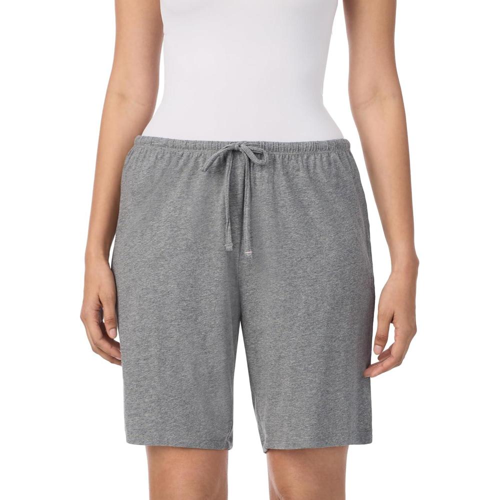 imageNautica Womens Sleep Bermuda Shorts Lightweight Breathable Pajama Bottoms Cotton Knit Jersey Sleepwear and LoungewearHeather Grey