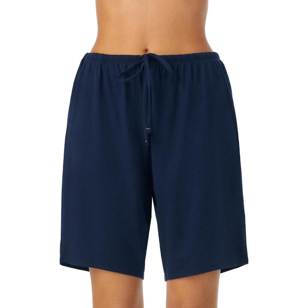 imageNautica Womens Sleep Bermuda Shorts Lightweight Breathable Pajama Bottoms Cotton Knit Jersey Sleepwear and LoungewearNavy