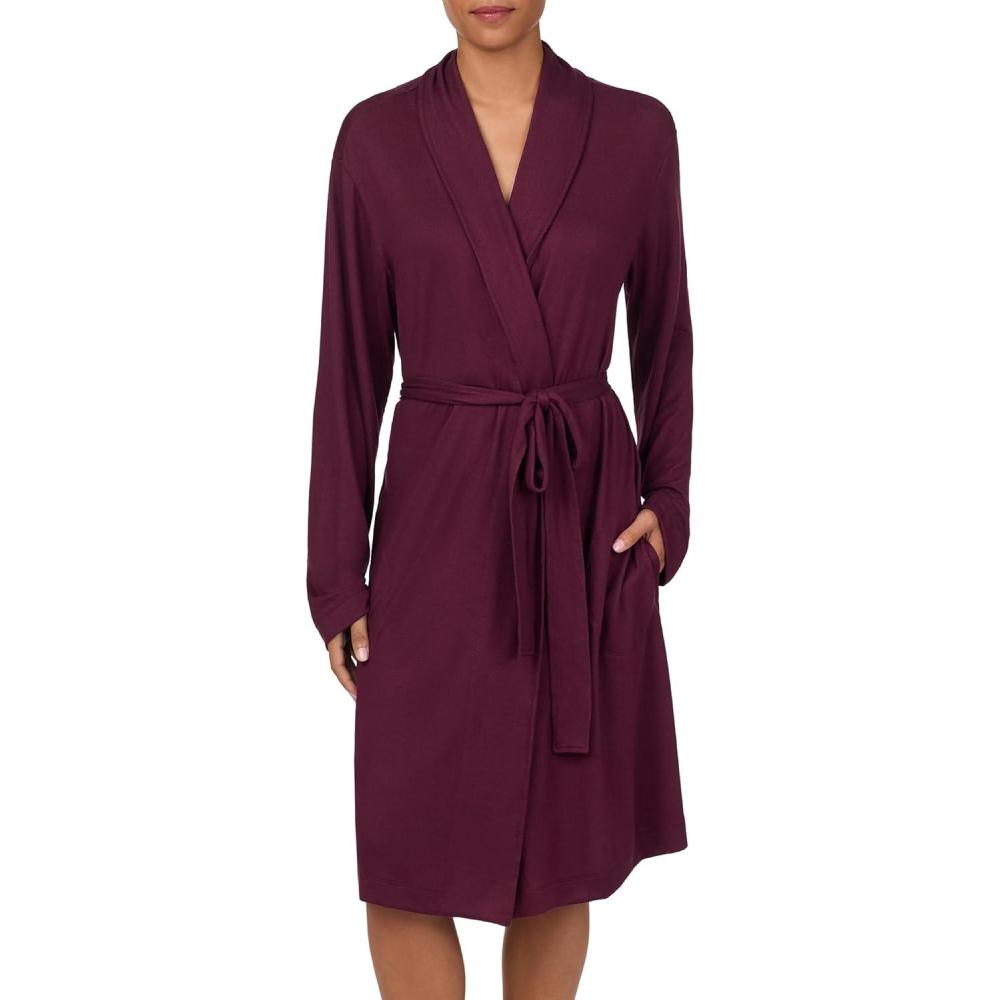 imageNautica Womens UltraSoft Robe  Lightweight amp Cozy Long Sleeve Knee Length Bathrobe  Sweater Knit Sleepwear amp LoungewearBurgundy