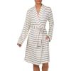 imageNautica Womens UltraSoft Robe  Lightweight amp Cozy Long Sleeve Knee Length Bathrobe  Sweater Knit Sleepwear amp LoungewearOatmeal Stripe