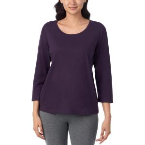 Nautica Womens 3/4 Sleeve Sleep Shirt – Lightweight Breathable Pajama Top – Cotton Knit Jersey Crewneck Sleepwear Loungewear(Eggplant)