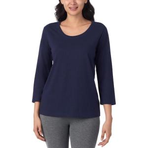 Nautica Womens 3/4 Sleeve Sleep Shirt – Lightweight Breathable Pajama Top – Cotton Knit Jersey Crewneck Sleepwear Loungewear(Navy)