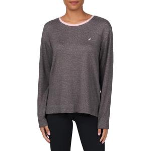 Nautica Womens Long Sleeve Crewneck Pajama Top – Lightweight, Soft and Cozy PJ Shirt – Sweater Knit Sleepwear & Loungewear(Grey Heather)