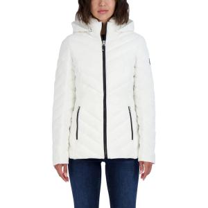 Nautica Women’s Short Chevron Packable Down Jacket(Winter White)
