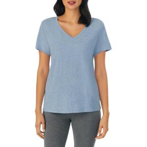Nautica Womens Sleep Shirt – Lightweight, Breathable Pajama Top – Cotton Knit Jersey V-Neck Sleepwear and Loungewear(Heather Blue)