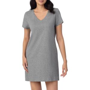 Nautica Womens Sleep Shirt Dress – Cotton Knit Jersey V-Neck Pajama Top – Lightweight & Breathable Sleepwear Loungewear(Heather Grey)