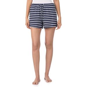 Nautica Womens Sleep Shorts – Mid-Thigh, Lightweight, Breathable Pajama Bottoms – Cotton Knit Jersey Sleepwear and Loungewear(Navy Stripe)