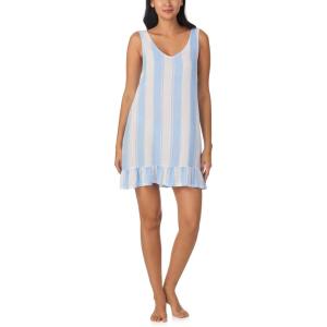 Nautica Womens Sleeveless Nightgown, Summer Lightweight Tank Sleep Dress with Ruffle Hem, Lounge and Sleepwear(Blue Stripe)