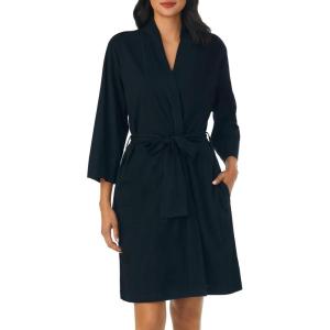 Nautica Womens Soft Robe – Above Knee 3/4 Length Sleeve Lightweight Robe – Cotton Knit Jersey Sleepwear and Loungewear(Black)