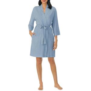 Nautica Womens Soft Robe – Above Knee 3/4 Length Sleeve Lightweight Robe – Cotton Knit Jersey Sleepwear and Loungewear(Heather Blue)