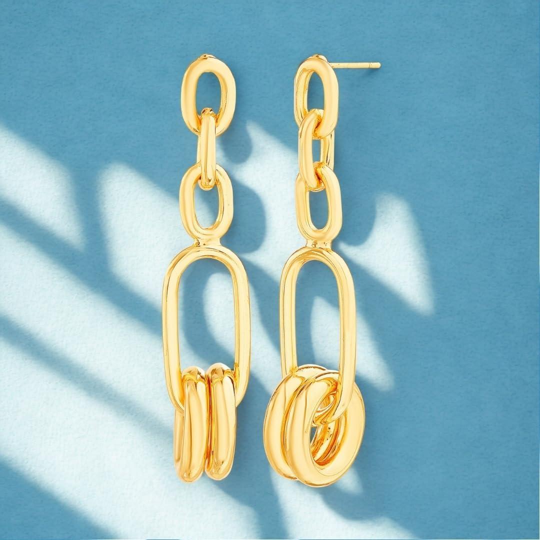 imageNautica Link Chain Dangle Earrings for Women 14K Yellow Gold Plated Alloy