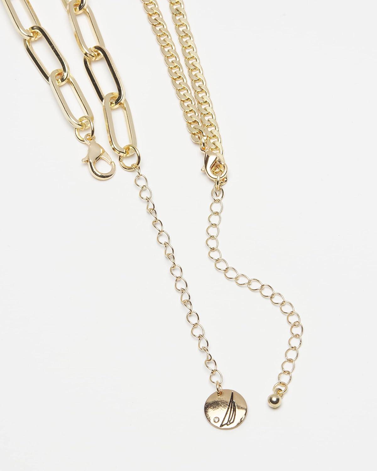 imageNautica Link Curb Chain Necklace Set for Women 14K Yellow Gold Plated Alloy 16 20 Inches