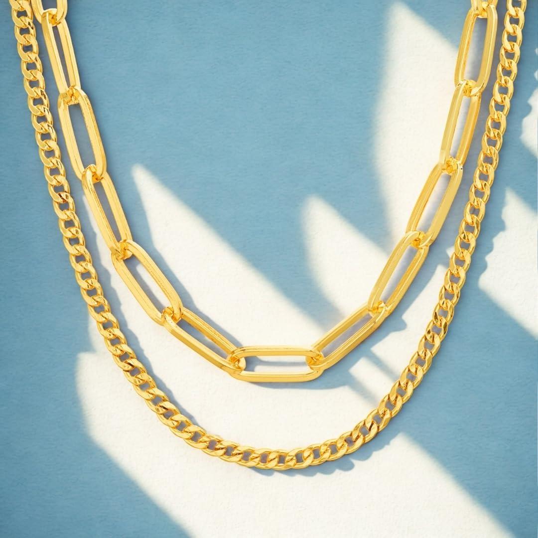 imageNautica Link Curb Chain Necklace Set for Women 14K Yellow Gold Plated Alloy 16 20 Inches