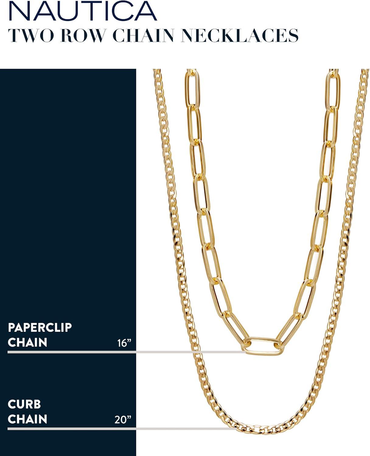 imageNautica Link Curb Chain Necklace Set for Women 14K Yellow Gold Plated Alloy 16 20 Inches