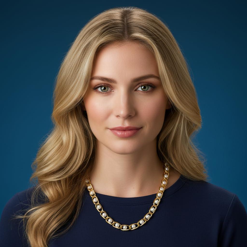 imageNautica Simulated Pearl Chain Necklace for Women 14K Yellow Gold Plated Alloy 175 Inches