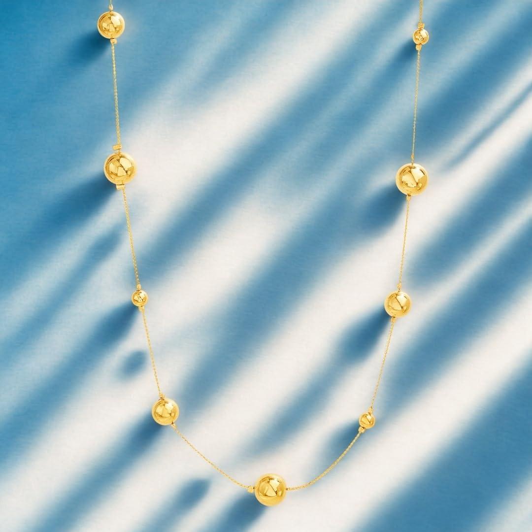 imageNautica Station Bead Necklace for Women 14K Yellow Gold Plated Alloy 25 Inches