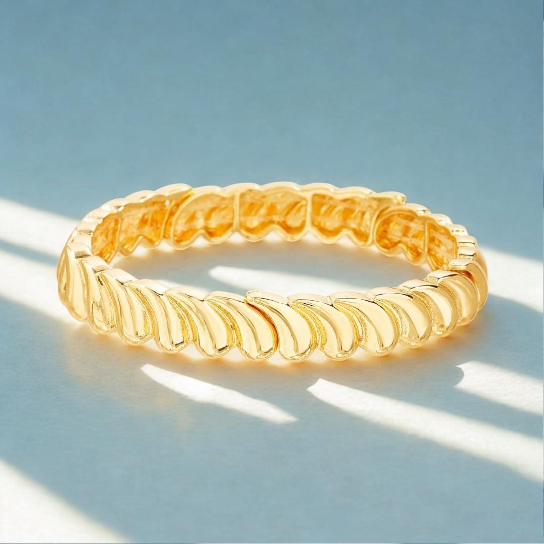 imageNautica Wave Stretch Bracelet for Women 14K Yellow Gold Plated Alloy