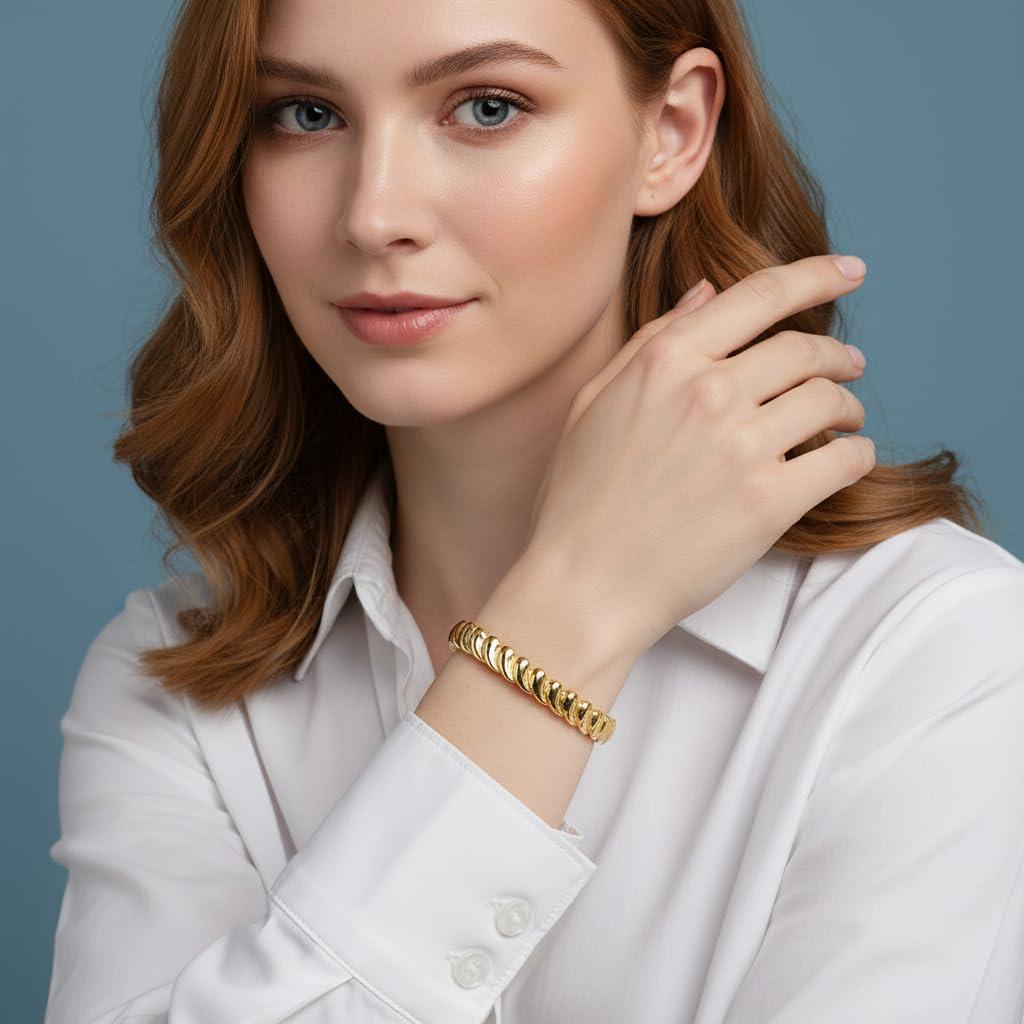 imageNautica Wave Stretch Bracelet for Women 14K Yellow Gold Plated Alloy