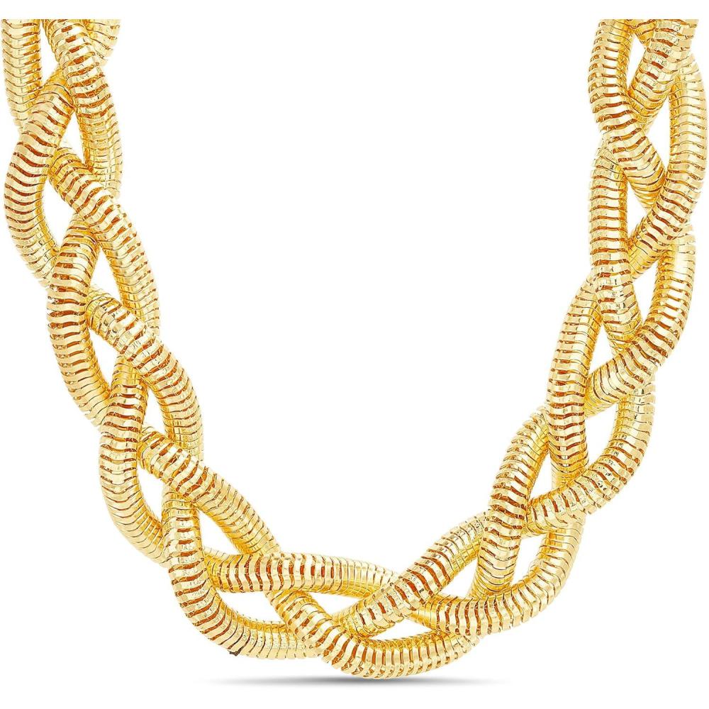 imageNautica Braided Snake Chain Necklace for Women 14K Yellow Gold Plated Alloy 18 Inches