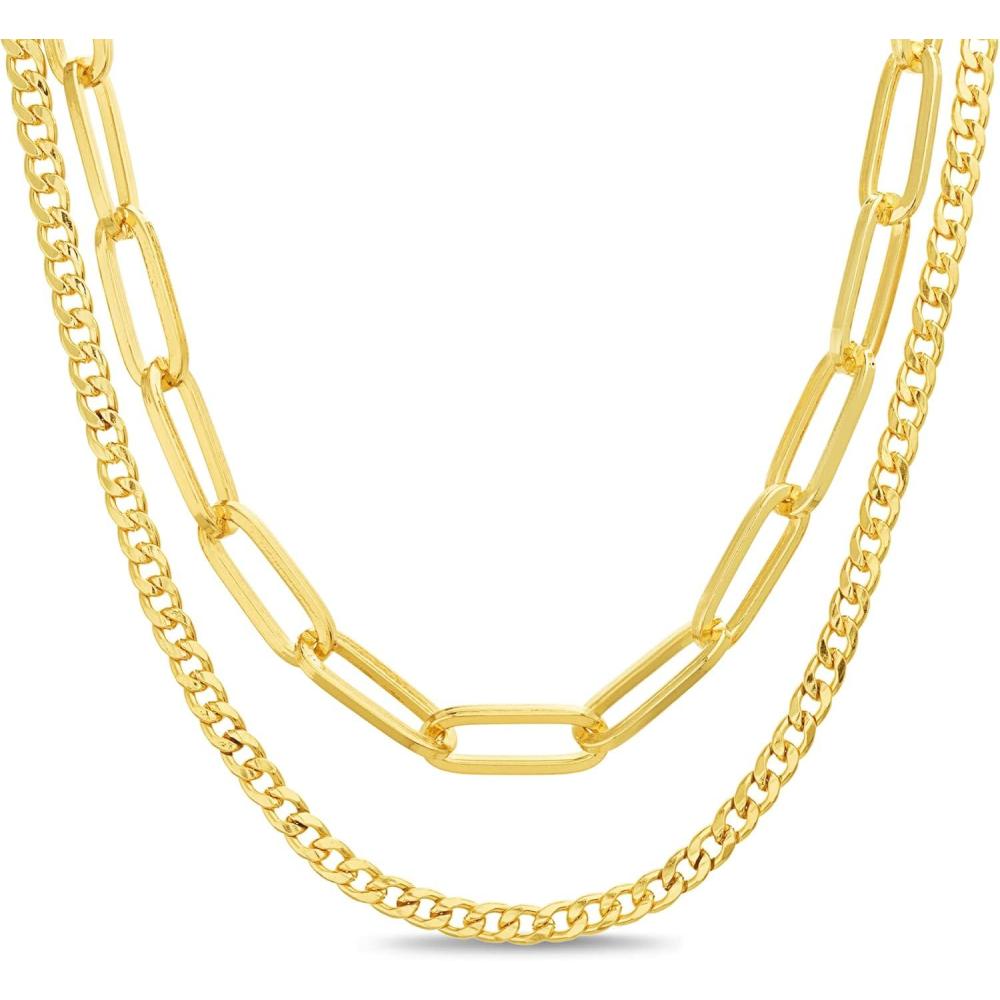 imageNautica Link Curb Chain Necklace Set for Women 14K Yellow Gold Plated Alloy 16  20 Inches