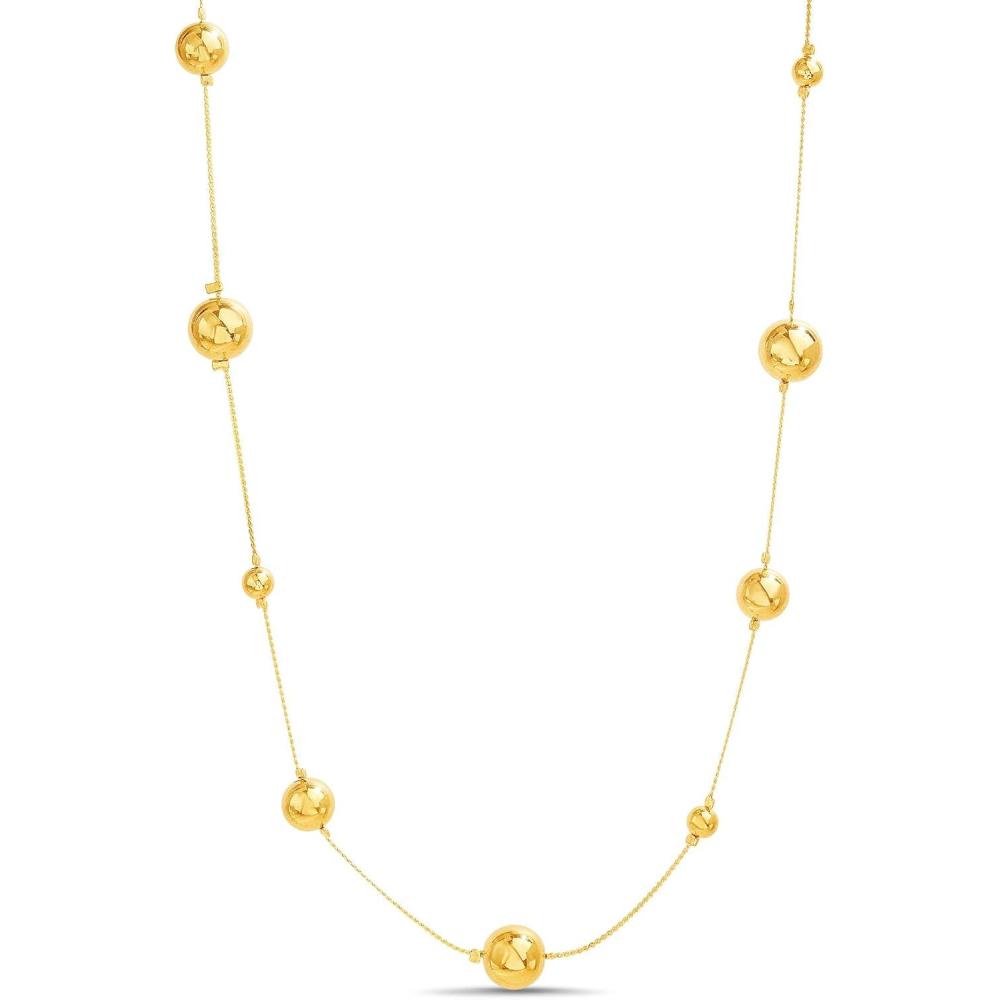 imageNautica Station Bead Necklace for Women 14K Yellow Gold Plated Alloy 25 Inches