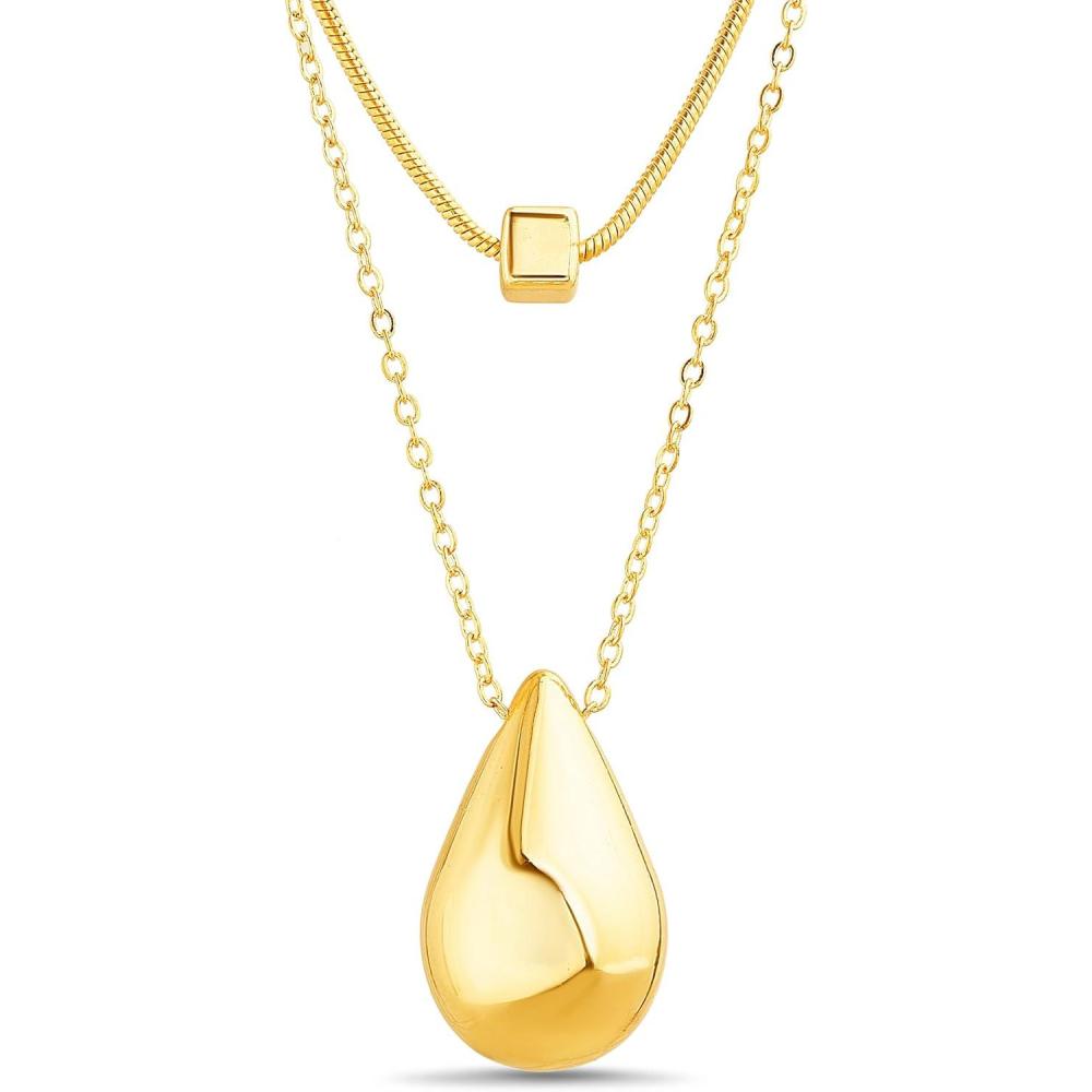 imageNautica Two Row Teardrop Necklace Set for Women 14K Yellow Gold Plated Alloy 1622 Inches