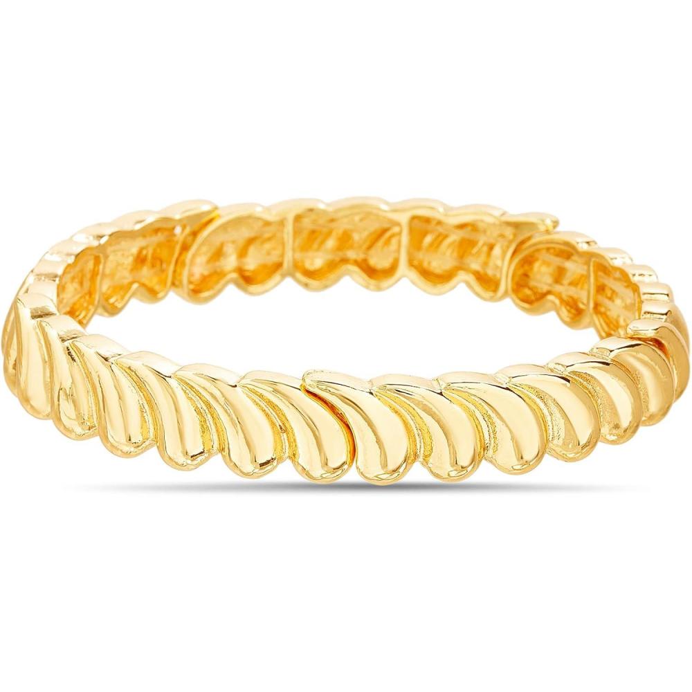 imageNautica Wave Stretch Bracelet for Women 14K Yellow Gold Plated Alloy