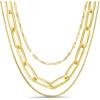 imageNautica Mirror Box Paper Clip Chain Necklace Set for Women 14K Yellow Gold Plated Alloy 1626 Inches