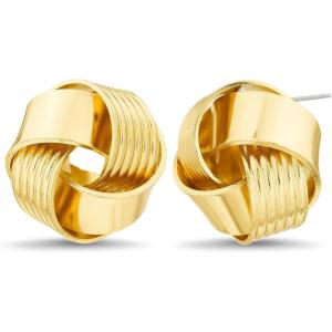 Nautica 17.5 mm Love Knot Stud Earrings for Women 14K Yellow Gold Plated Alloy