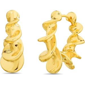 Nautica 24 mm Twisted Hoop Earrings for Women 14K Yellow Gold Plated Alloy