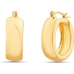 Nautica 25 mm Chunky Hoop Earrings for Women 14K Yellow Gold Plated Alloy