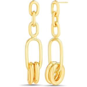 Nautica Link Chain Dangle Earrings for Women 14K Yellow Gold Plated Alloy
