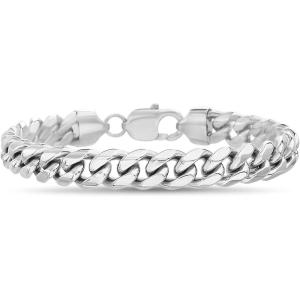 Nautica Stainless Steel Bracelet for Men 9mm Wide Miami Cuban Link Chain 8.5 Inches Long Lobster Clasp