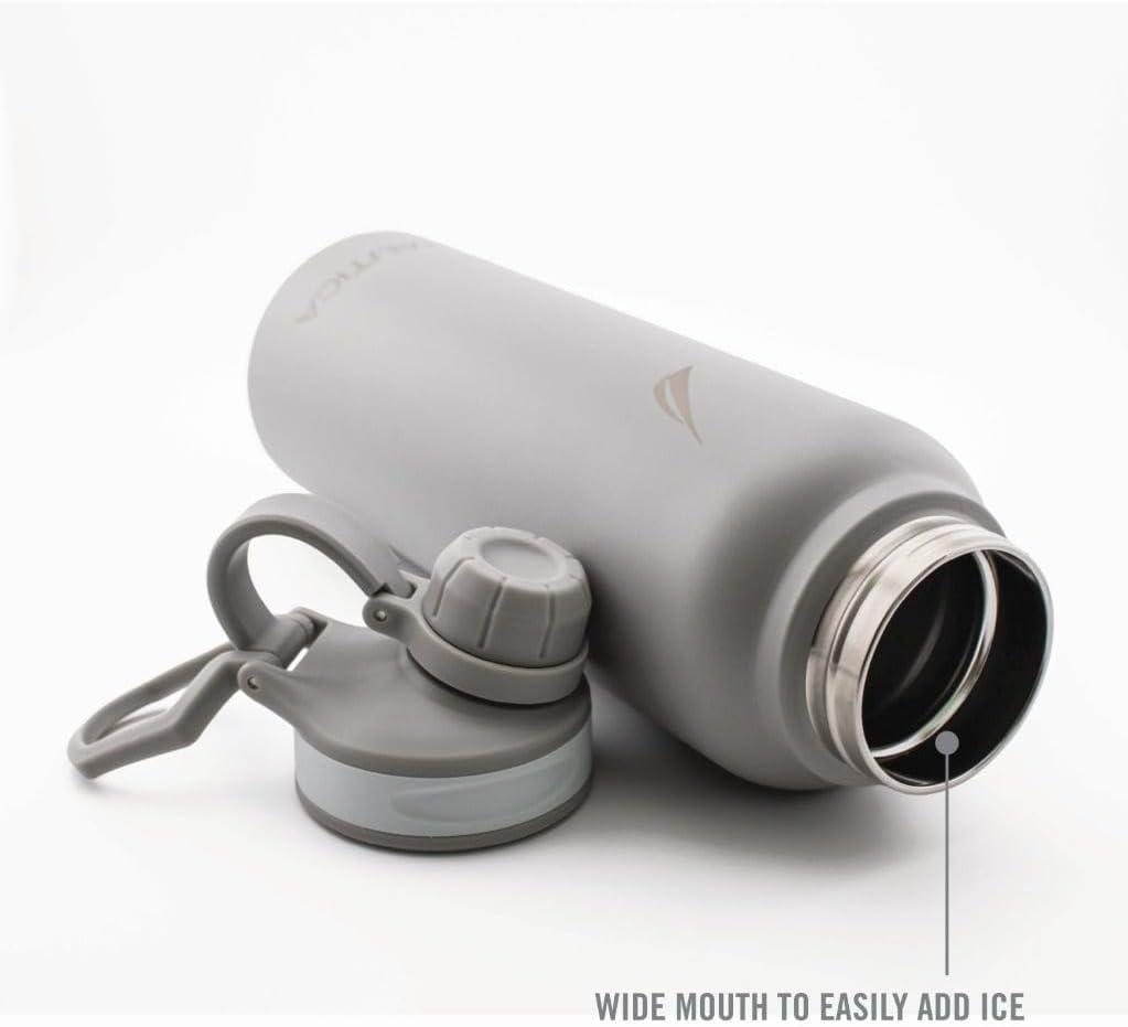 imageNAUTICA Double Wall Stainless Steel Tumbler With ScrewOn Cap 40 oz Cold And Hot Drink GreyGray