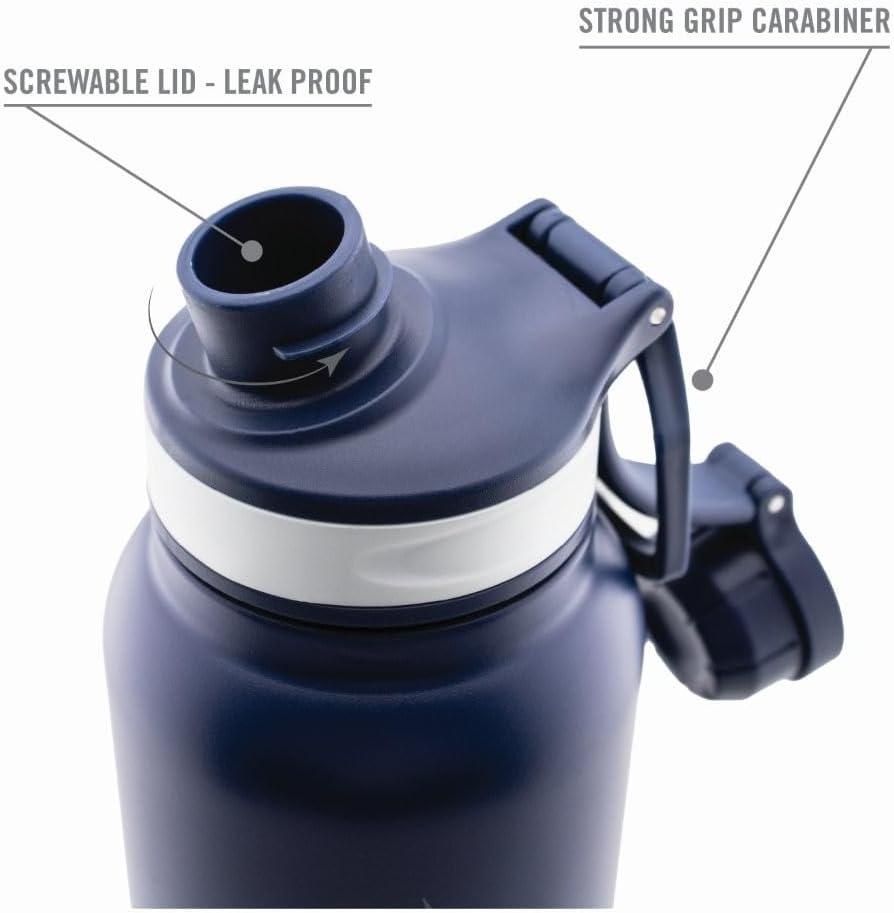 imageNAUTICA Double Wall Stainless Steel Tumbler With ScrewOn Cap 40 oz Cold And Hot Drink GreyNavy