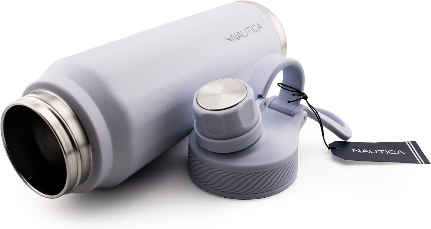 imageNautica 25 oz hydration flask DoubleWall Vacuum Insulated Water Bottle Leak Proof amp BPA Free Iridescent CreamLight Blue