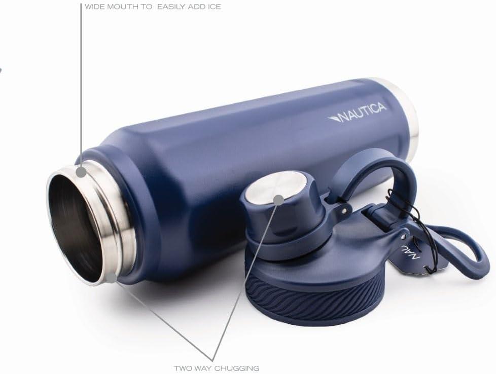 imageNautica 25 oz hydration flask DoubleWall Vacuum Insulated Water Bottle Leak Proof amp BPA Free Iridescent CreamNavy