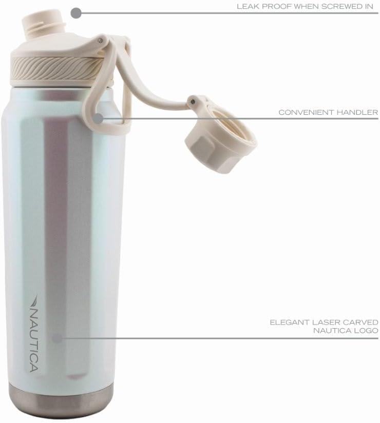 imageNautica 25 oz hydration flask DoubleWall Vacuum Insulated bottle Leak Proof amp BPA Free NAVYIridescent Cream