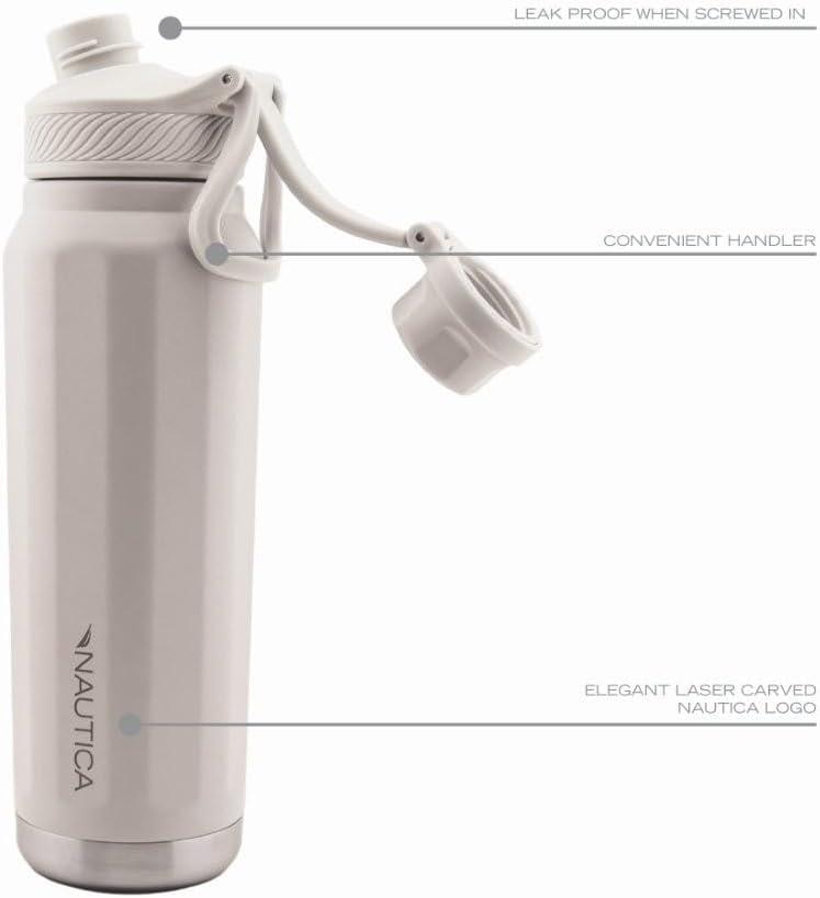 imageNautica 25 oz hydration flask DoubleWall Vacuum Insulated bottle Leak Proof amp BPA Free NAVYLIGHT GREY